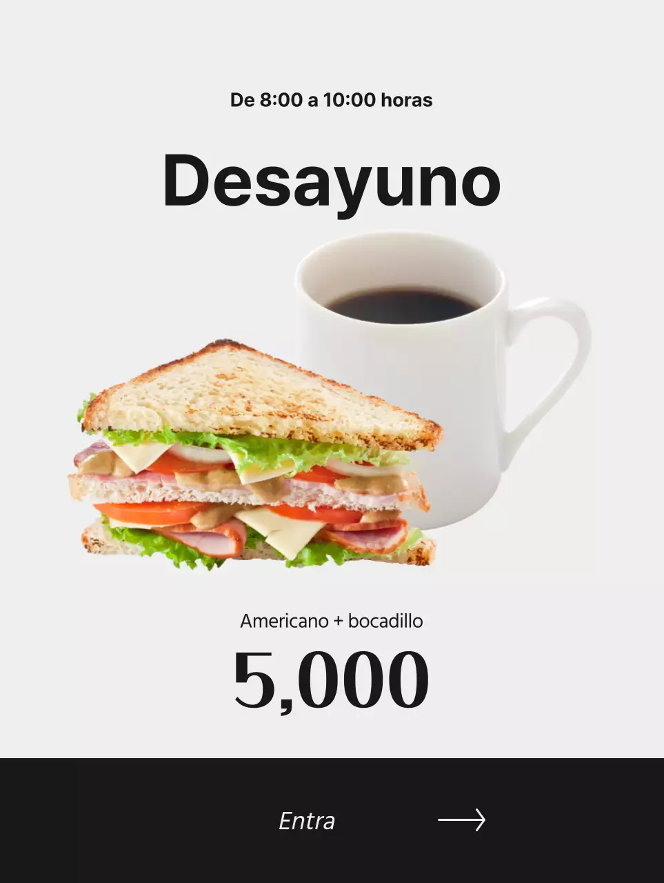 Promocione su cafetería con imágenes de café y fuente negra para un aspecto limpio