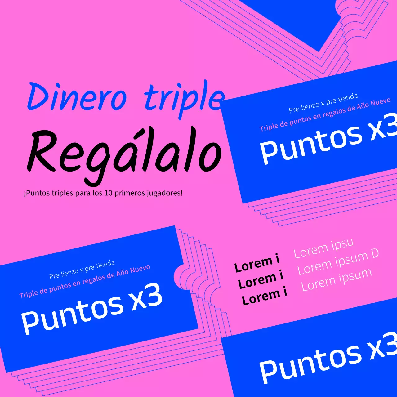 Evento de puntos del cupón del Año Nuevo Lunar rosa y azul