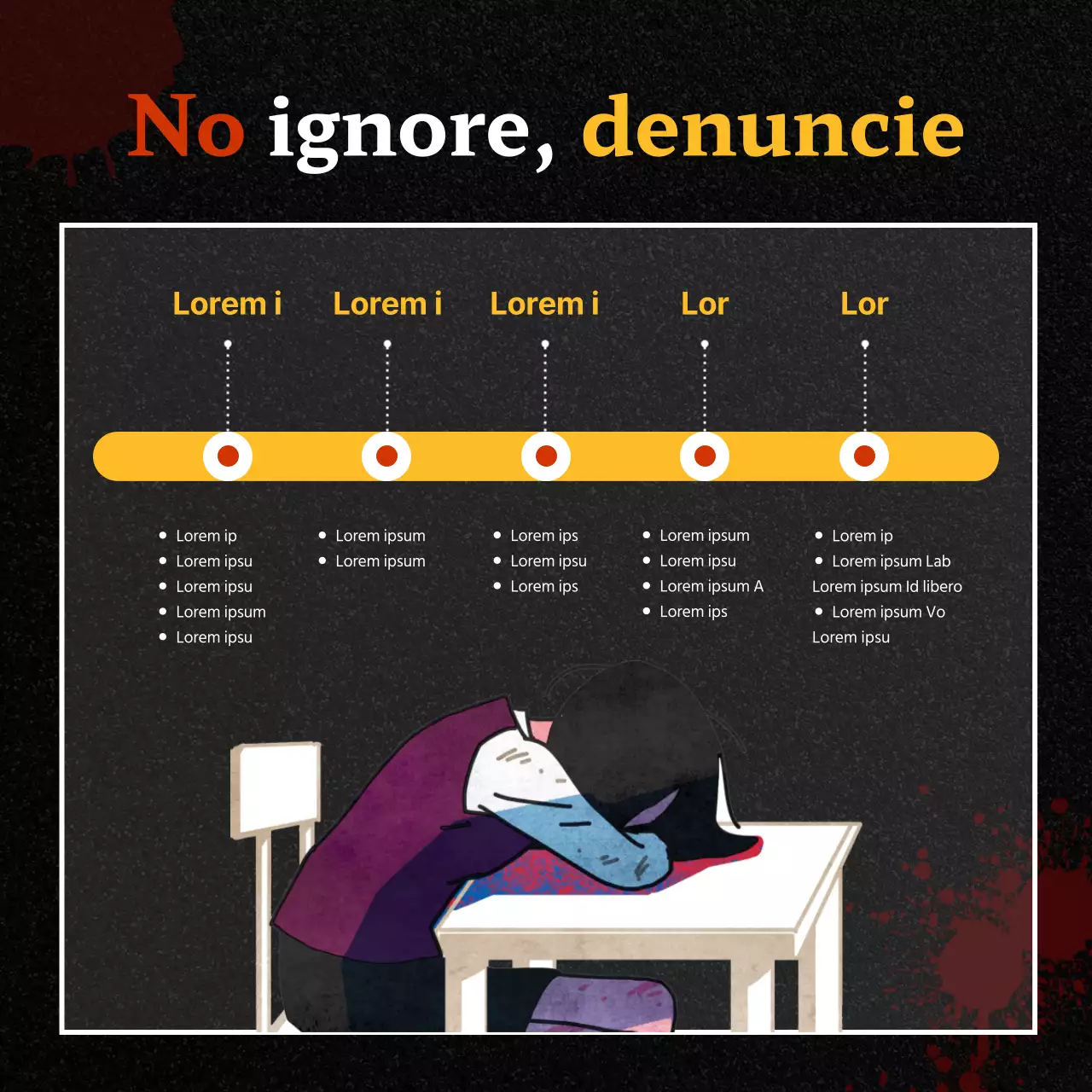 Puesto del Centro de Asesoramiento para la Prevención del Acoso Escolar en negro y rojo