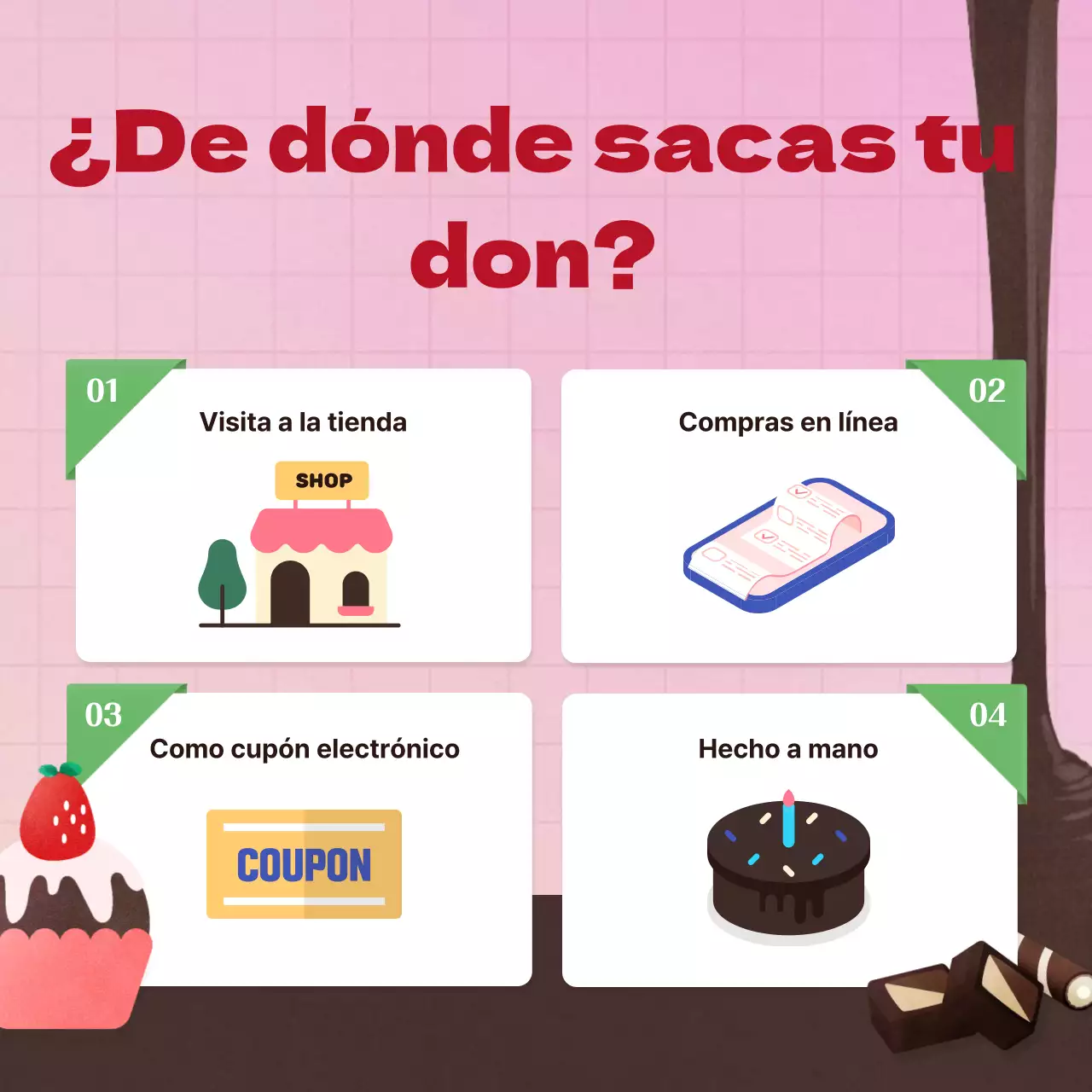 Brillante, dulce y fresco kit de postre de chocolate para San Valentín en rosa y verde intenso