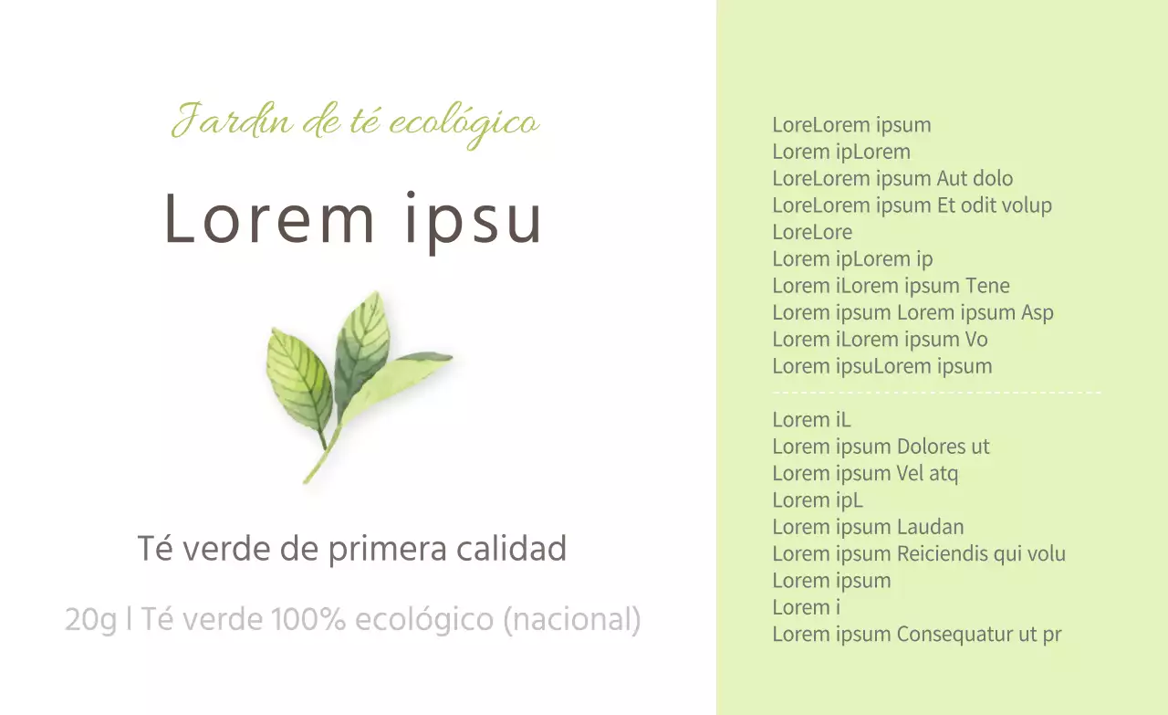 Adhesivo simple de té verde en verde claro