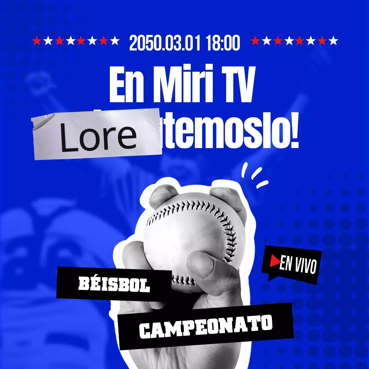 Promocione el béisbol en directo con un toque de azul