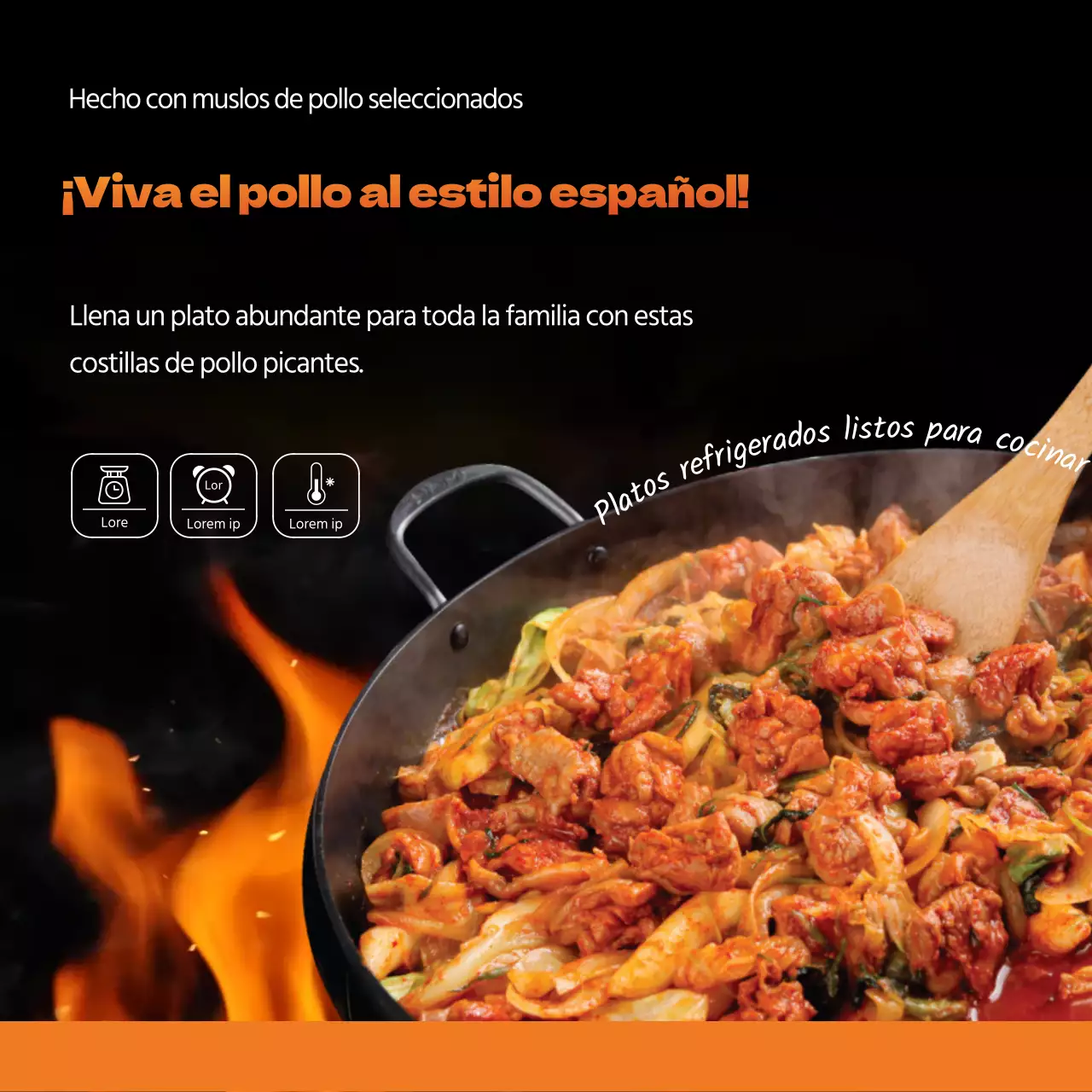 Kit de comida de pollo a la brasa Promote Orange Black