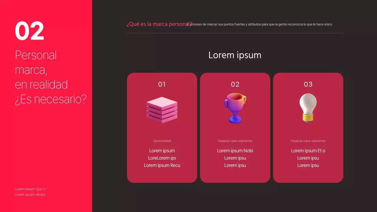 Tema de estrategia de marca personal con fondo negro y detalles en rosa intenso