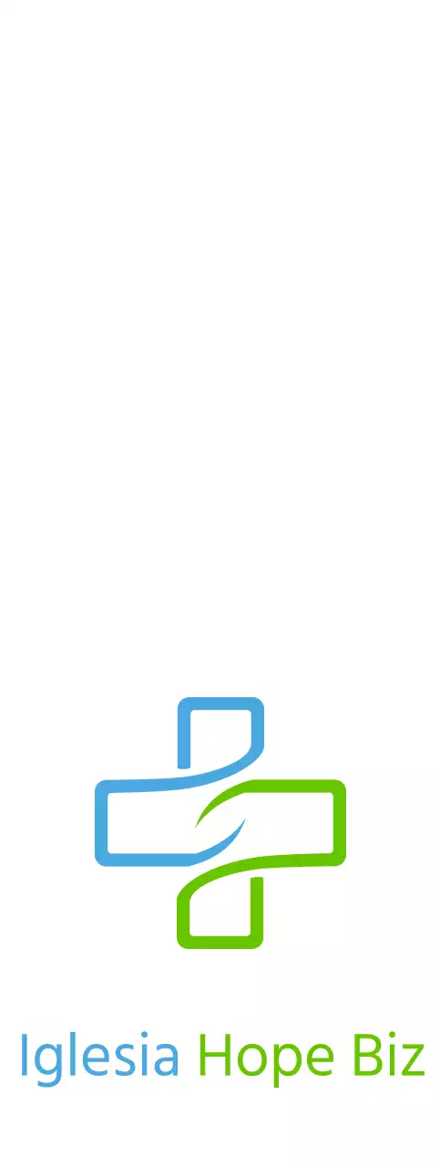 Logotipo de iglesia con una sencilla ilustración de una cruz en azul y verde