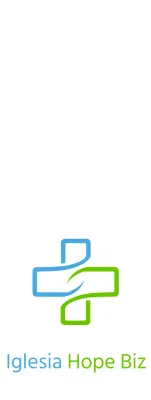 Logotipo de iglesia con una sencilla ilustración de una cruz en azul y verde