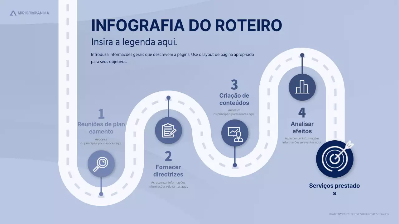 Infografia de roteiro calma e simples em tons de azul
