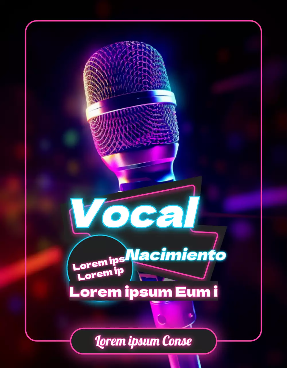 Lección vocal de neón rosa y azul claro