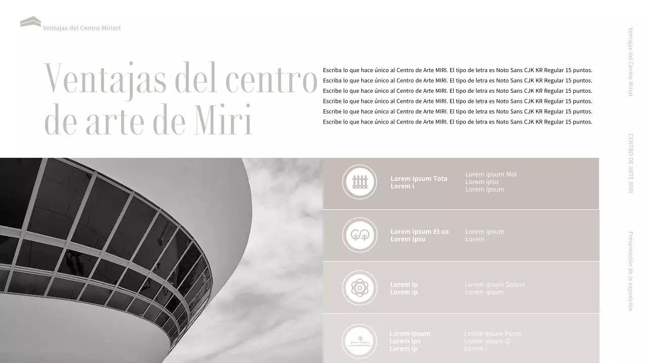 Una introducción a una lujosa exposición museística en negro y beige