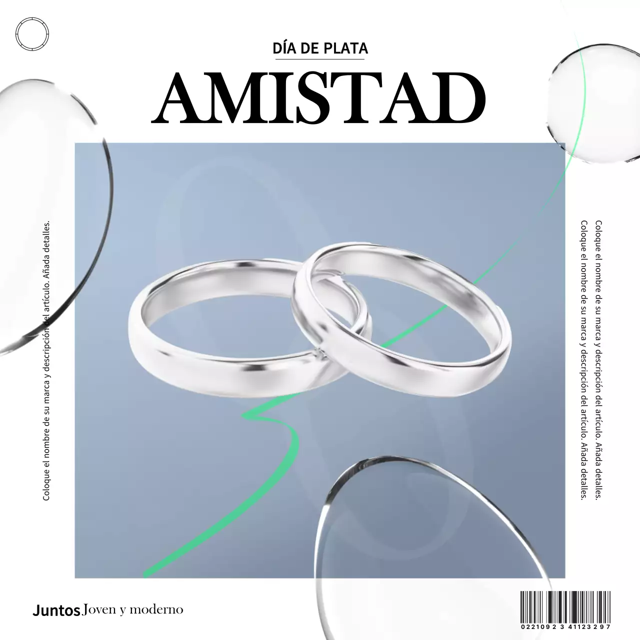 Promueva un bonito anillo de la amistad en blanco y azul claro