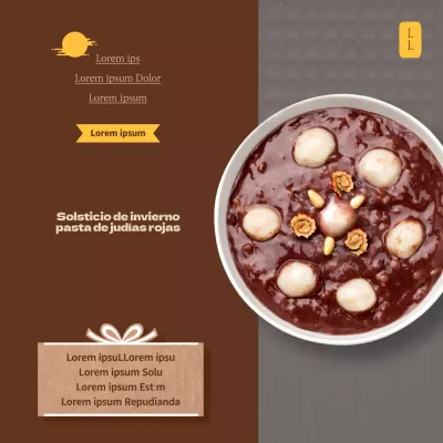 Solsticio de invierno Gachas de judías rojas con un telón de fondo marrón y tradicional