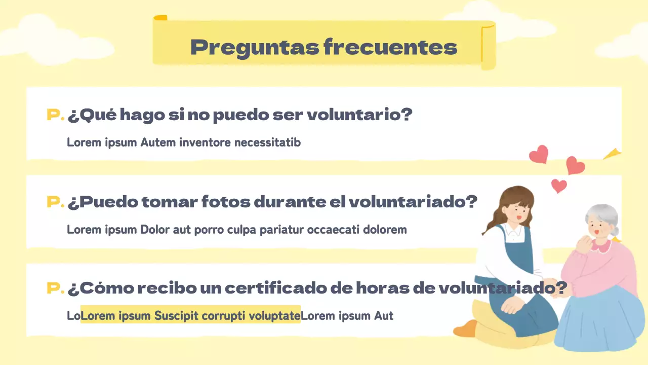 Folletos para voluntarios en cálidos tonos pastel amarillos