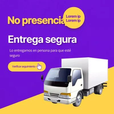 Texto de entrega sin contacto de color amarillo púrpura Aviso resaltado