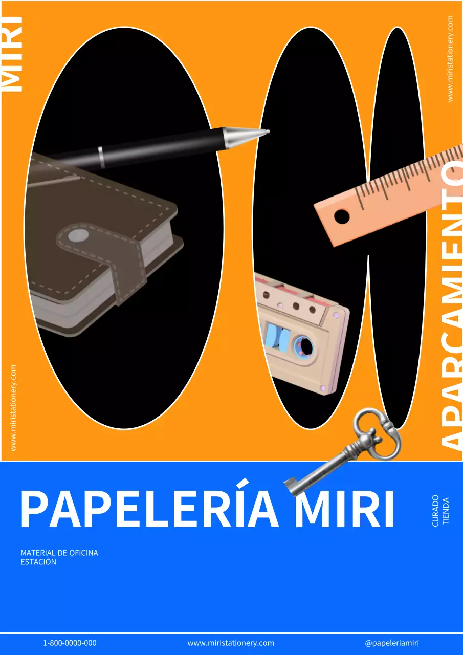 Papelería moderna naranja-azul