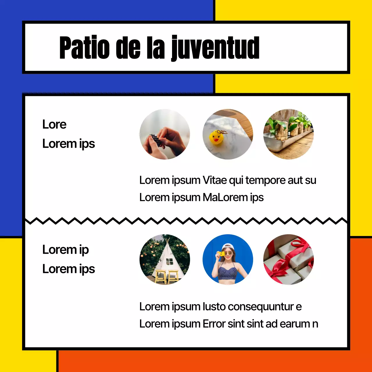 Un colorido anuncio geométrico a cuadros del Festival del Día de la Juventud