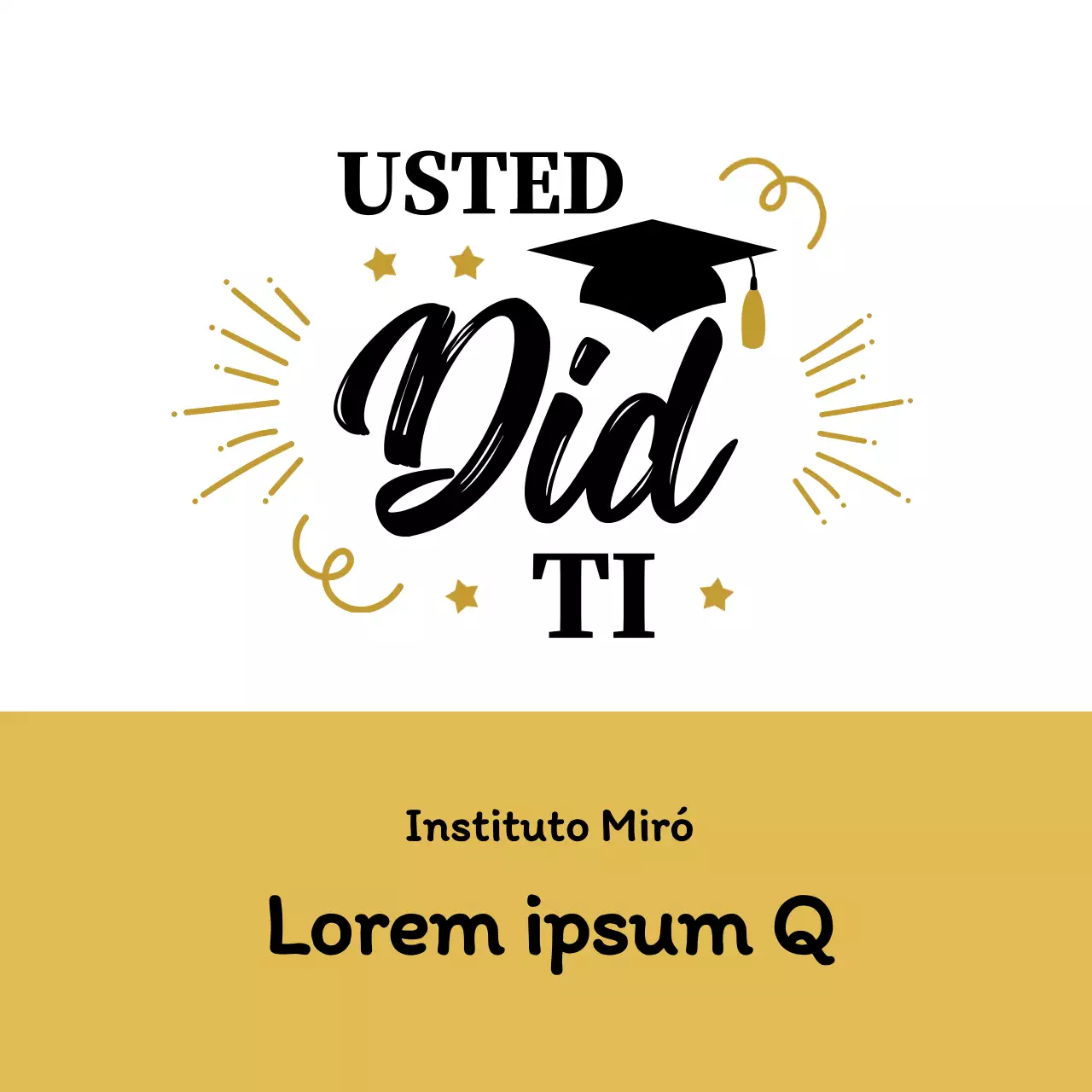 Ilustración en negro y oro celebración de la graduación