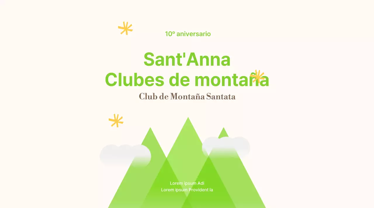 Un club de montaña alegre y juvenil en amarillo y chartreuse