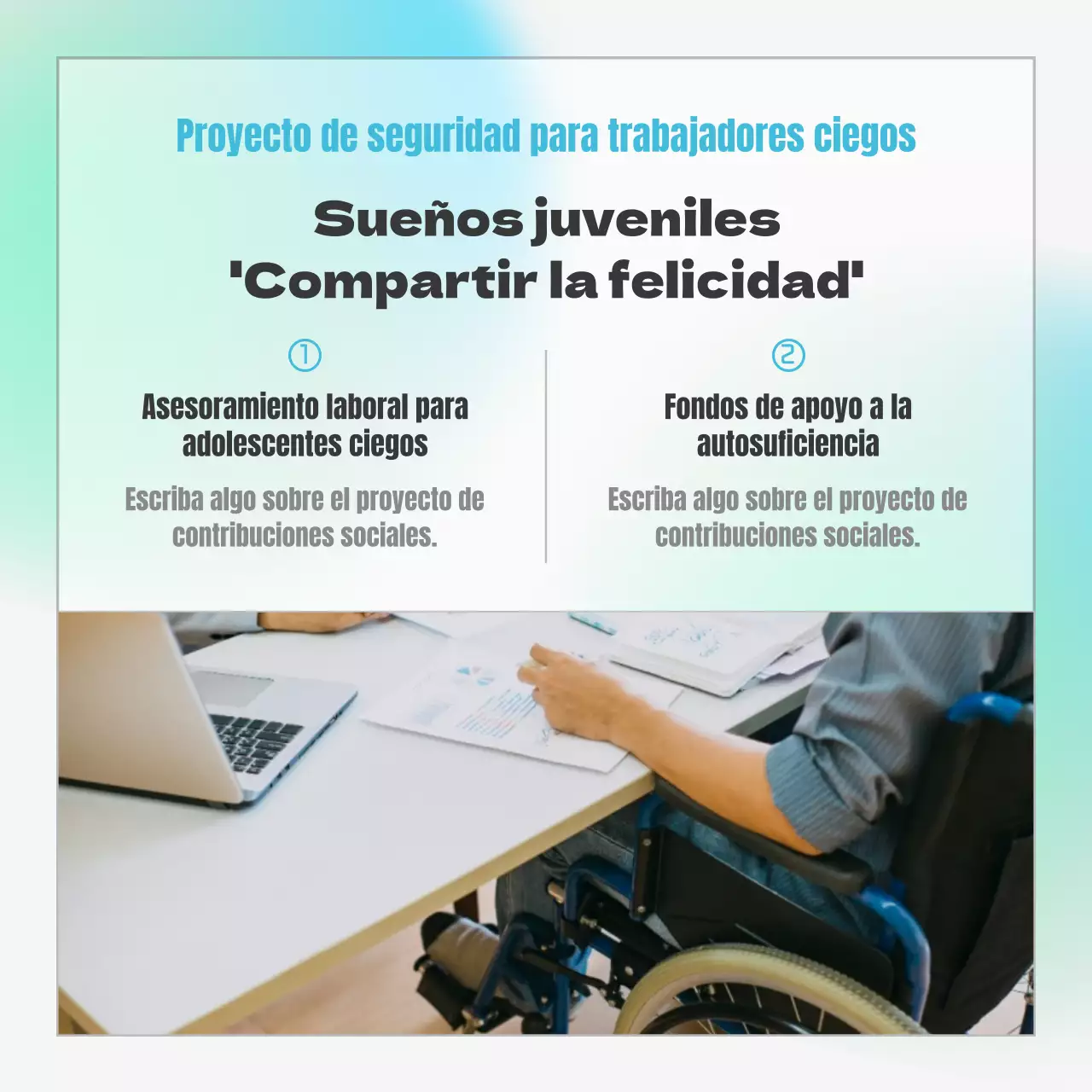 Responsabilidad social de las empresas con un concepto de degradado en azul y menta