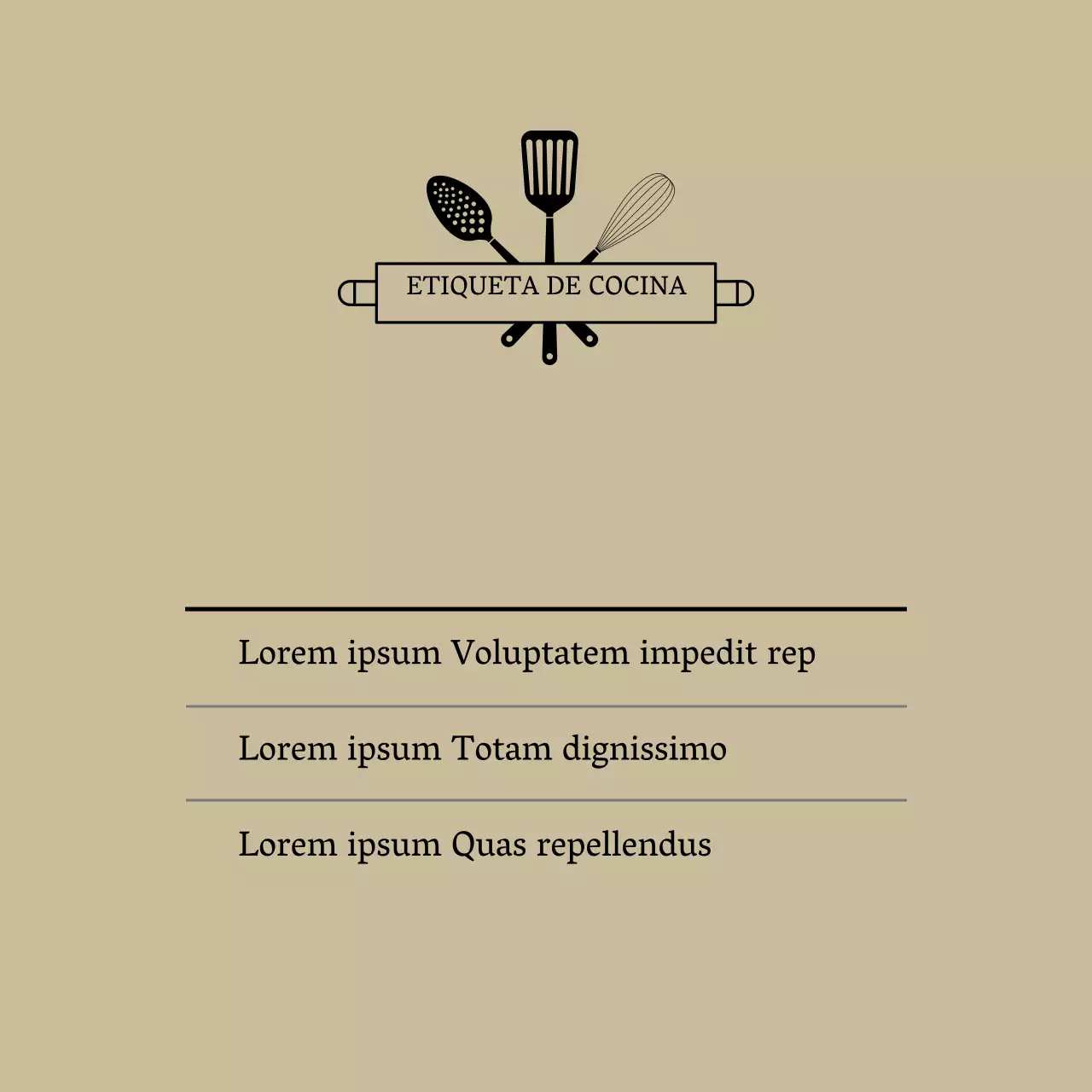 Icono simple beige Etiqueta de cocina