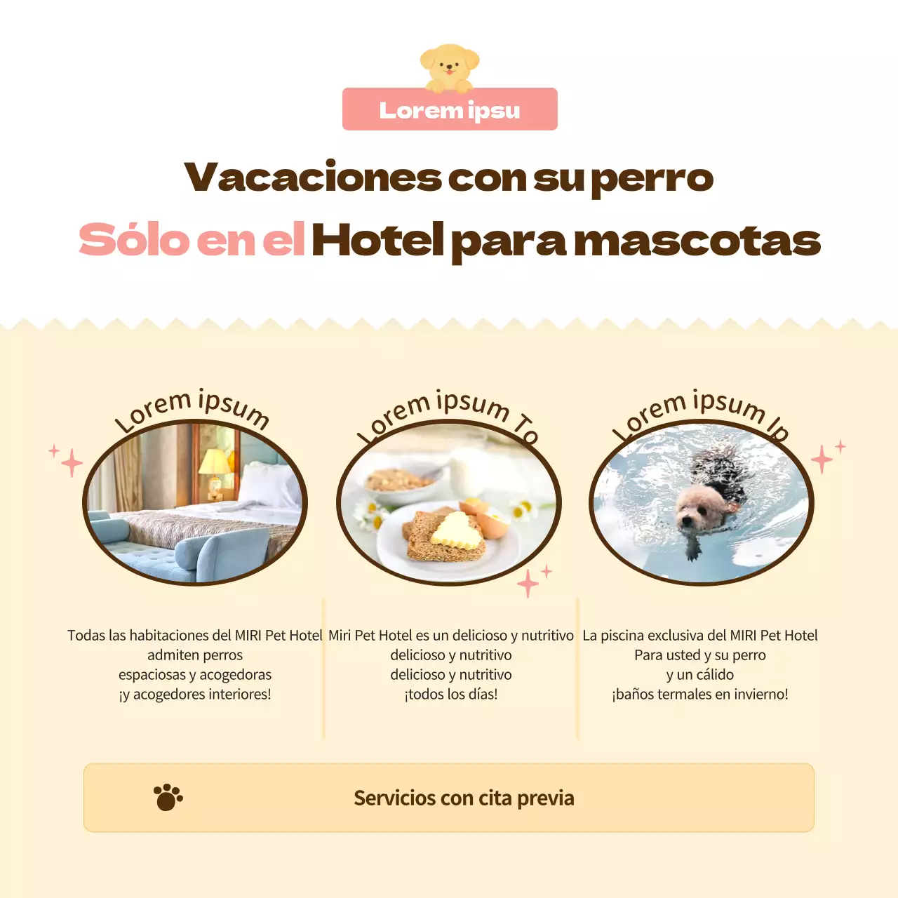 Promover un hotel para perros rosa, cálido y mimoso (CardNews)