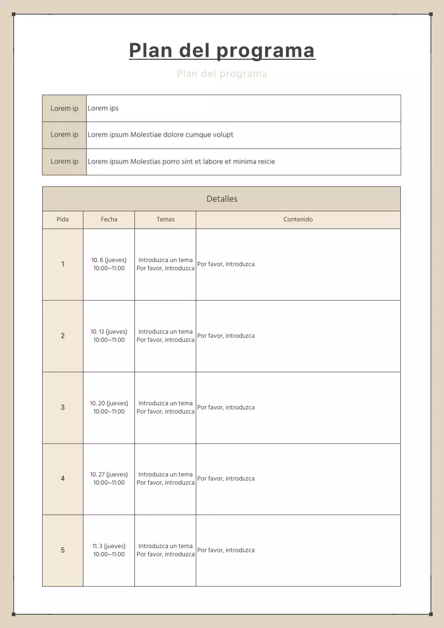 Un sencillo plan de programa en marrón