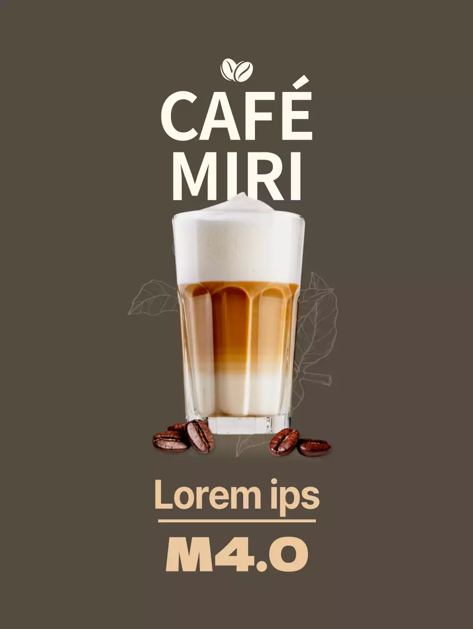 Sencilla pancarta de cafetería oscura en marrón y beige