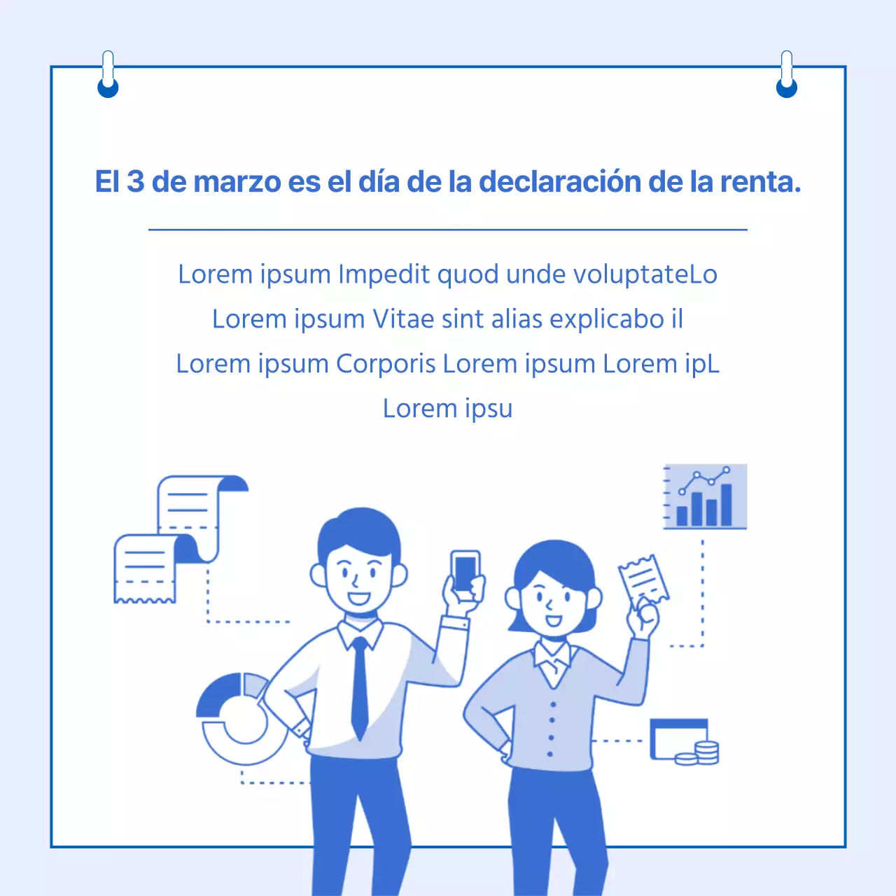 Información sobre la oferta del Día de los Impuestos resaltada en azul ilustraciones limpias