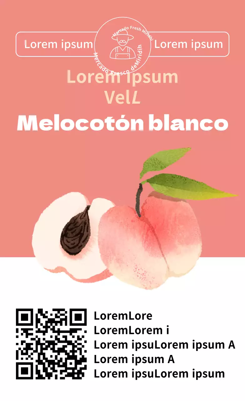 Productos de verano melocotón ilustración simple pegatina vertical por color