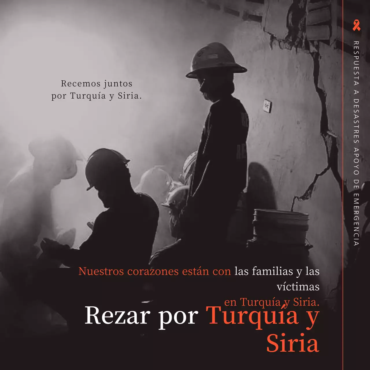 Sencillo monumento conmemorativo de la catástrofe del terremoto de Turquía en naranja y blanco y negro