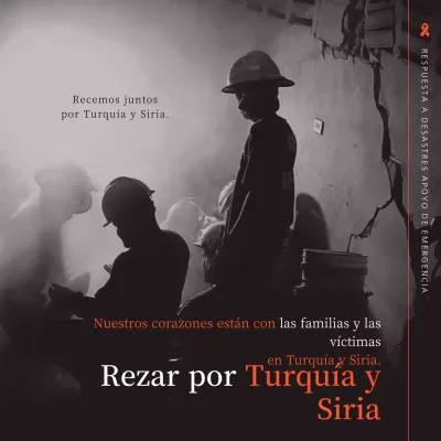 Sencillo monumento conmemorativo de la catástrofe del terremoto de Turquía en naranja y blanco y negro