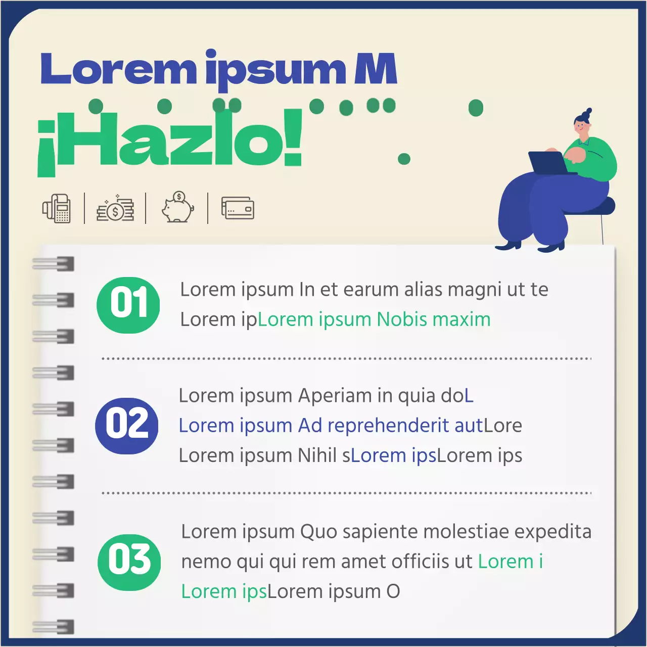 Conciliación de fin de año en azul y verde