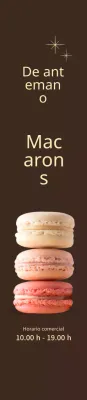 Macaron promoción abierta medio sobre fondo marrón