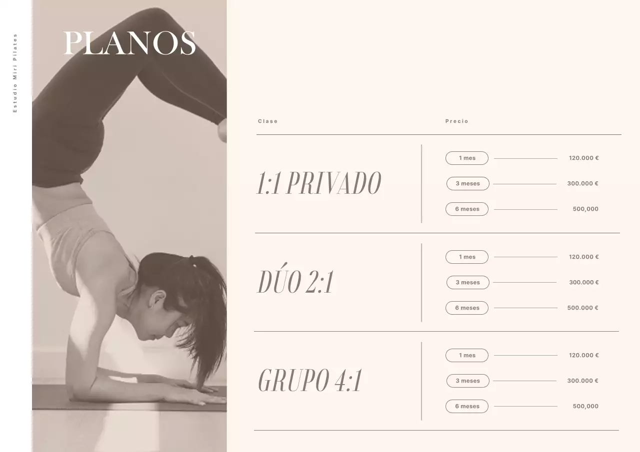 Calendario de Pilates con un emotivo diseño fotográfico en tonos beige-marrón