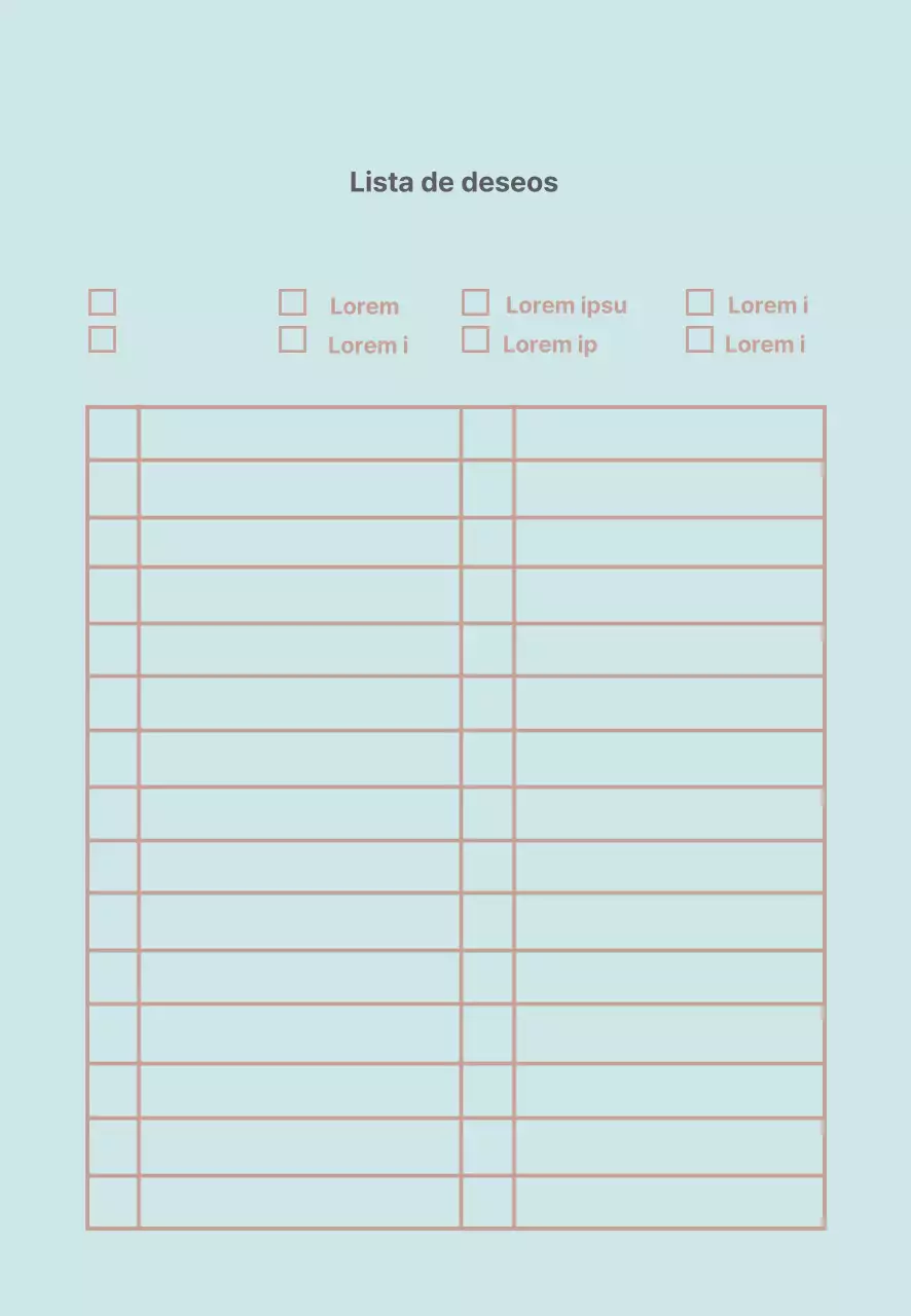 Mint Lines Simple Wishlist