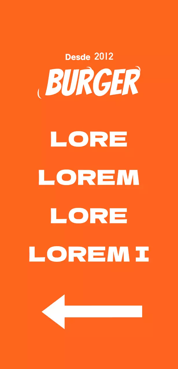 Cartel de menú con la ilustración de una hamburguesa sobre fondo naranja