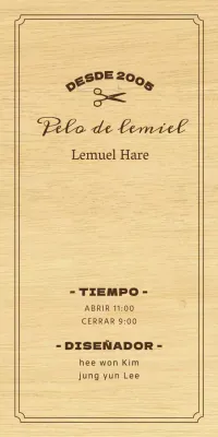 Letrero de peluquería de aspecto clásico con texto en negro e ilustración de unas tijeras.