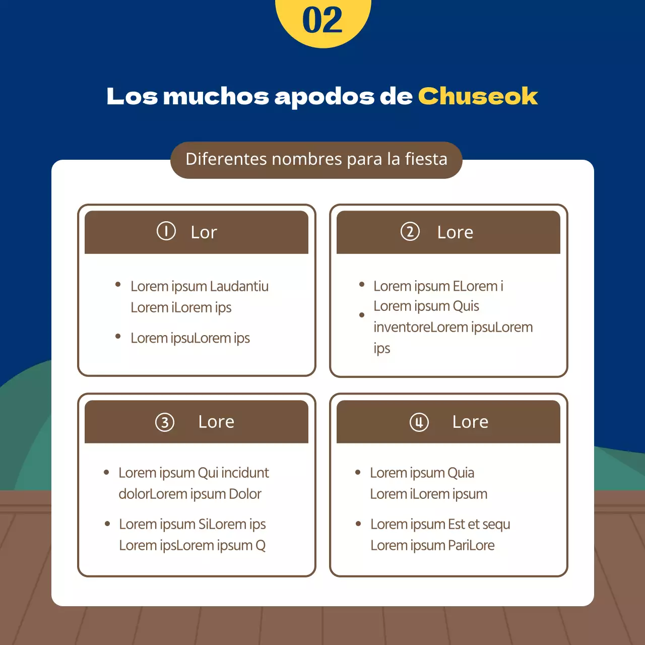 Una inesperada historia de Chuseok con un simpático concepto de ilustración en azul marino y marrón