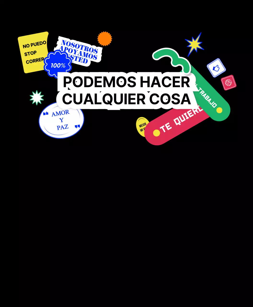 Camisetas del grupo Hip Concept Merchandise con textos e iconos coloristas