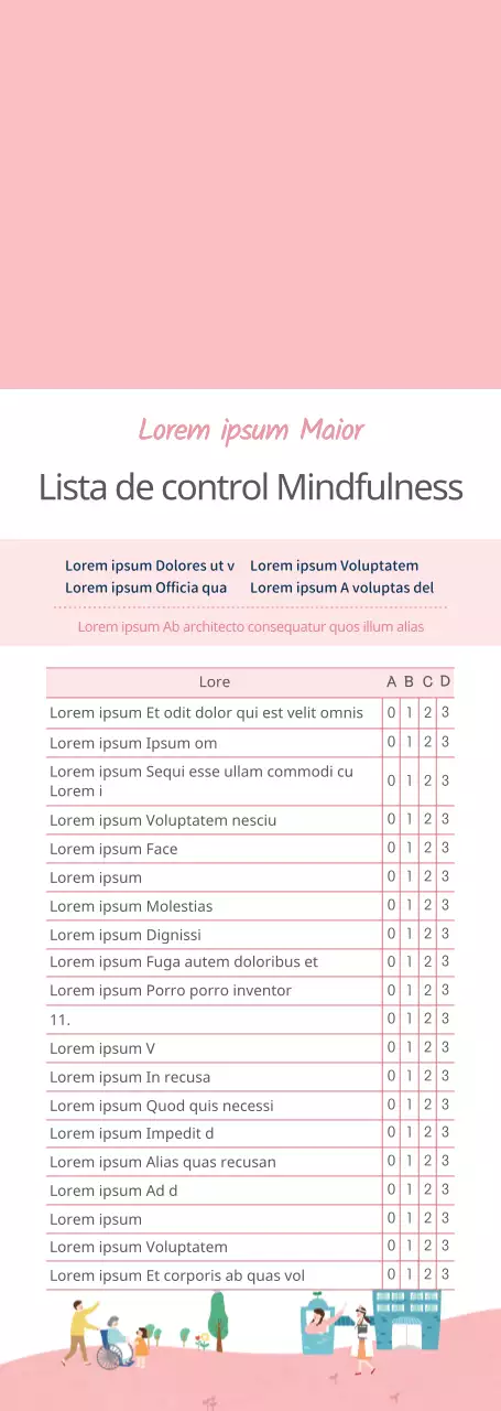 Lista de comprobación y guía informativa de mindfulness para trabajadores sociales en blanco y rosa, de estilo limpio