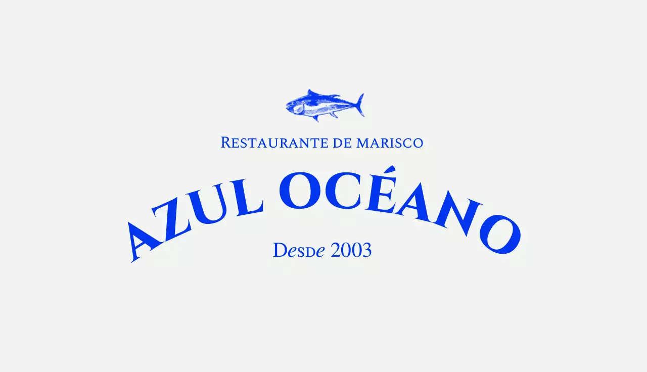 Tarjeta de visita de cupón de restaurante de marisco con detalles en azul