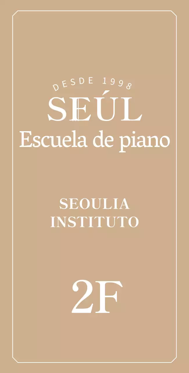 Señalización con un elegante logotipo de escuela de piano sobre fondo dorado
