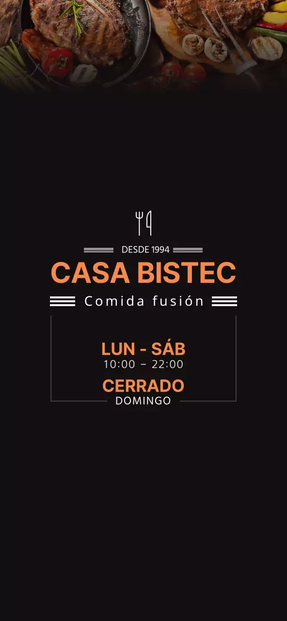 Negro y naranja, precios de menú de asador de estilo sencillo