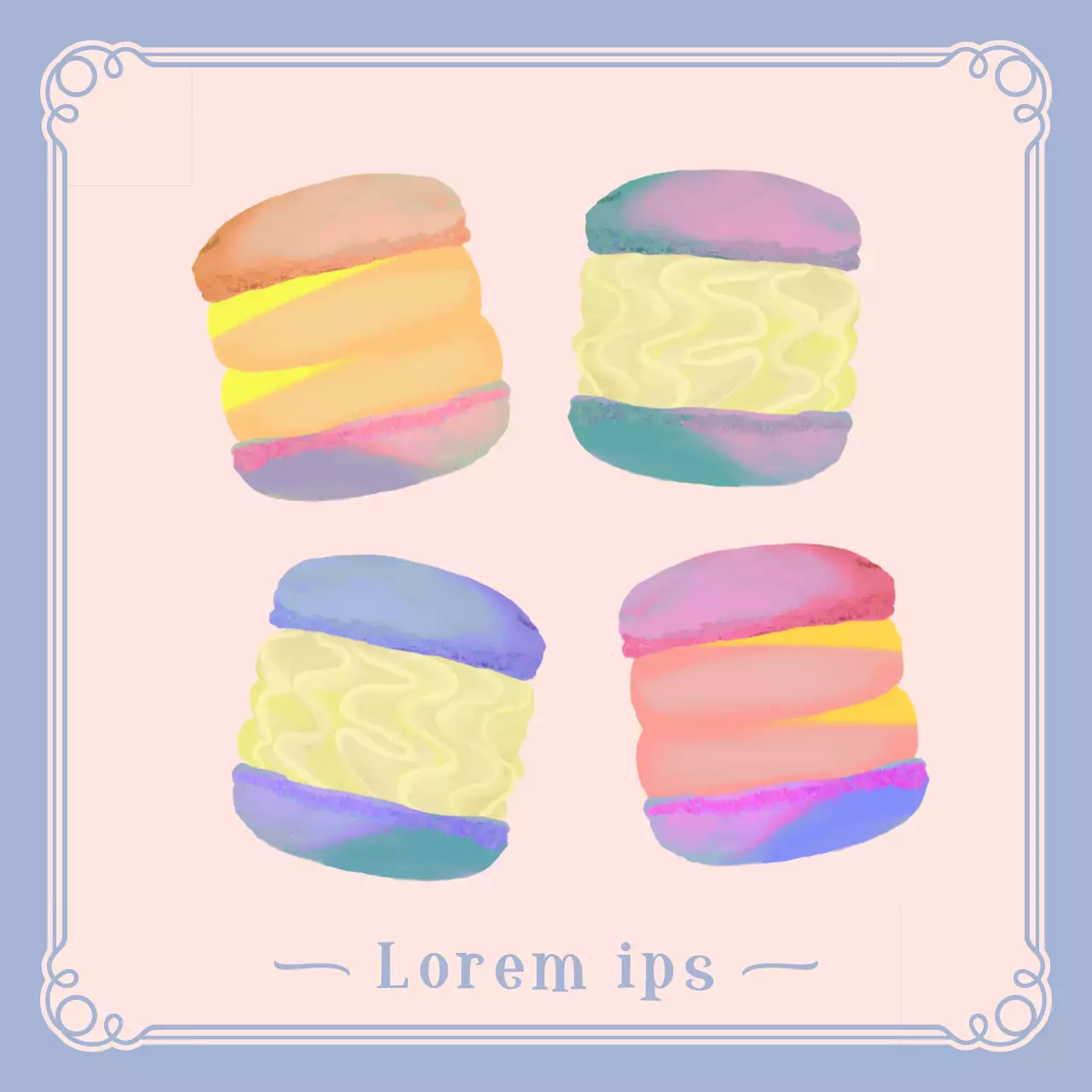 Café Macaron Malva Ilustrado