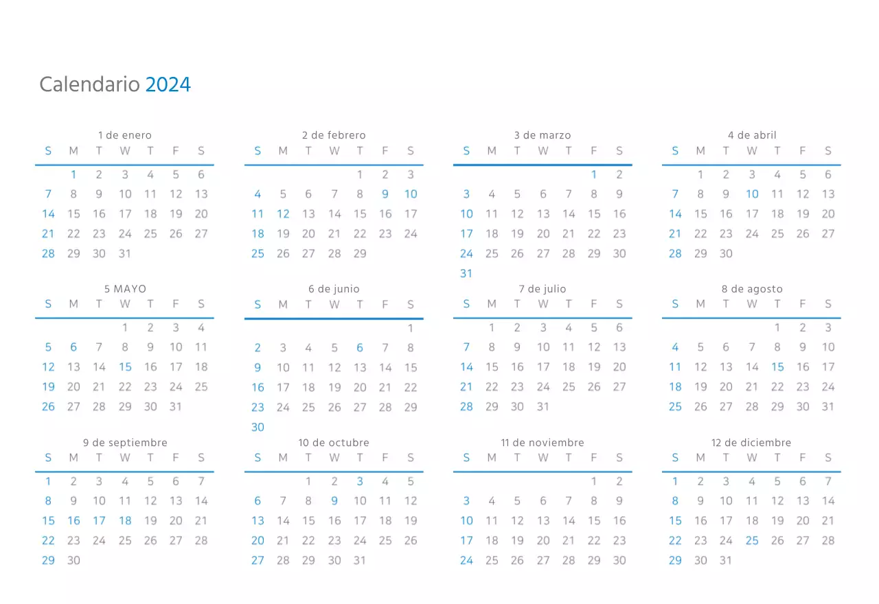 Calendario de empresa blanco y sencillo