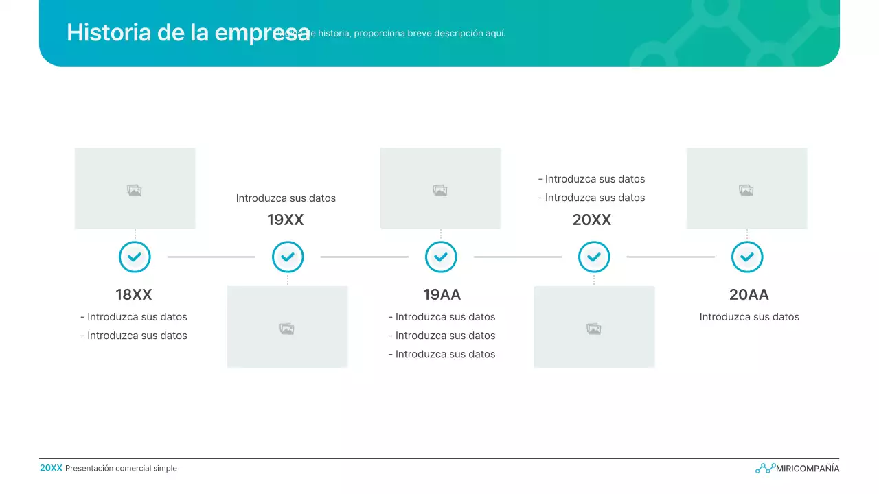 Presentación empresarial con degradado sencillo en azul claro y verde