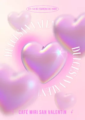 Promocione su evento del Día Blanco con corazones rosas en 3D