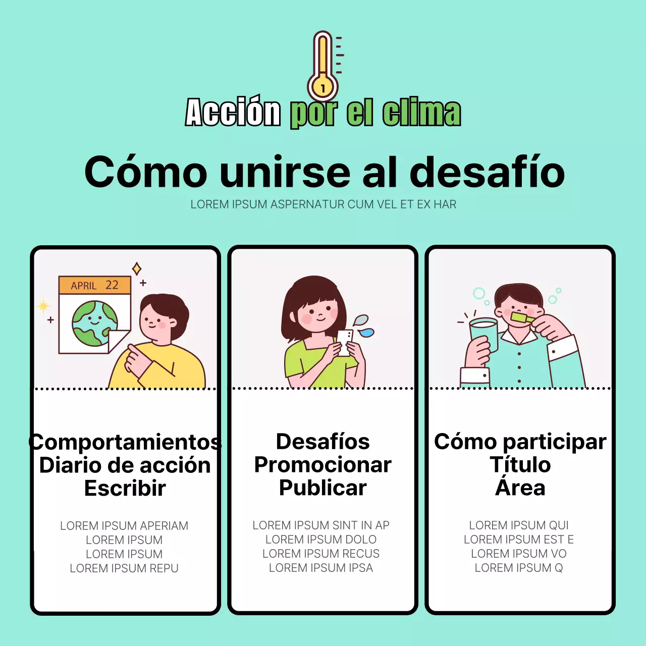 Promover un sencillo reto magenta y amarillo de acción por el clima