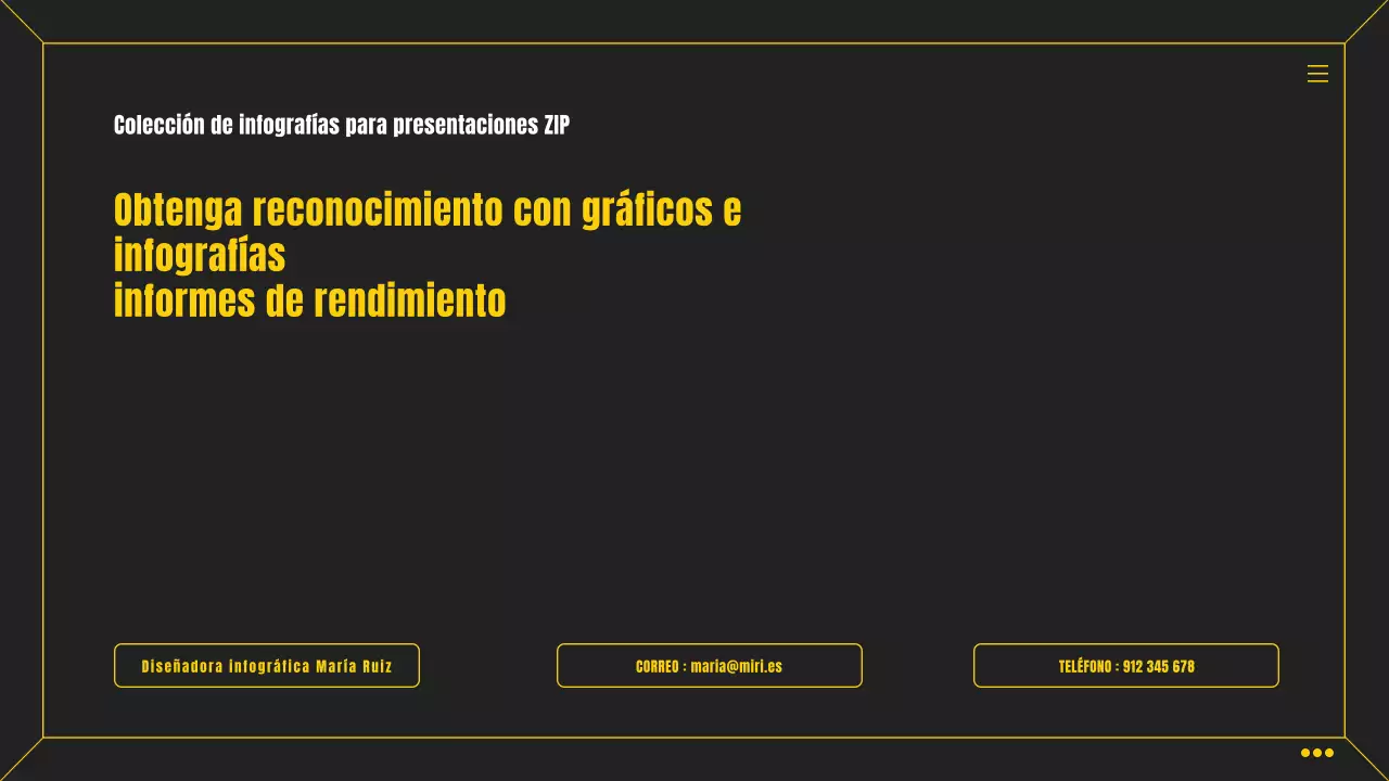 Cuadro de mando empresarial infográfico sencillo en negro y amarillo