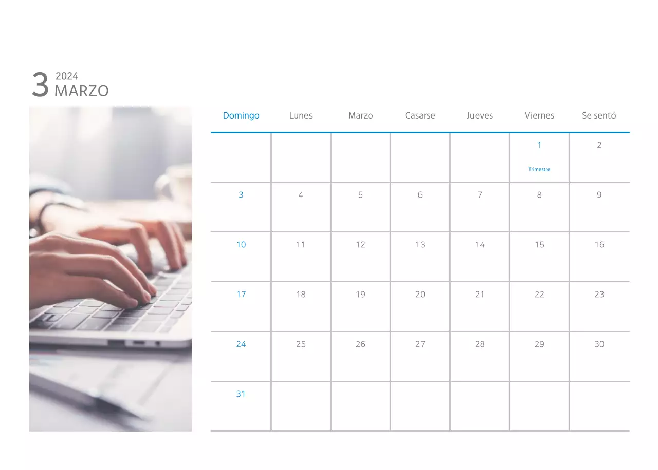 Calendario de empresa blanco y sencillo