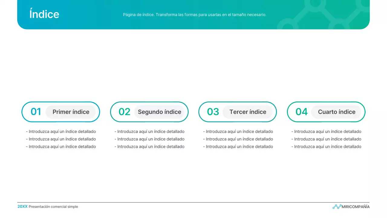 Presentación empresarial con degradado sencillo en azul claro y verde